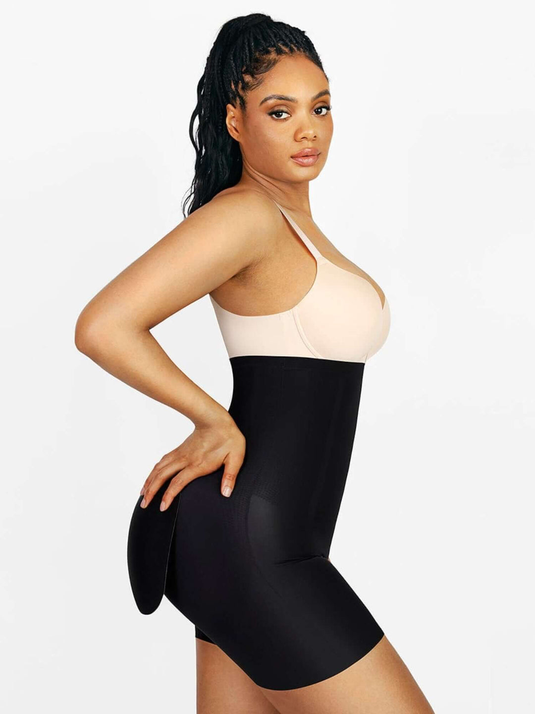 High waist butt lifter shapewear with removable butt pads for natural curve enhancement and smooth fit under clothes