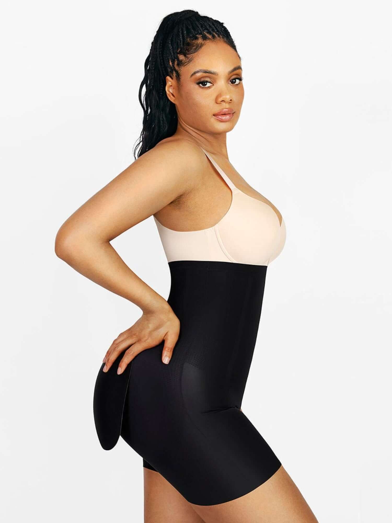 High waist butt lifter shapewear with removable butt pads for natural curve enhancement and smooth fit under clothes