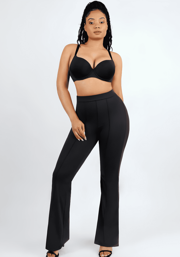 high-waist flare pants with body-contouring fit and flared leg for a sleek, flattering silhouette