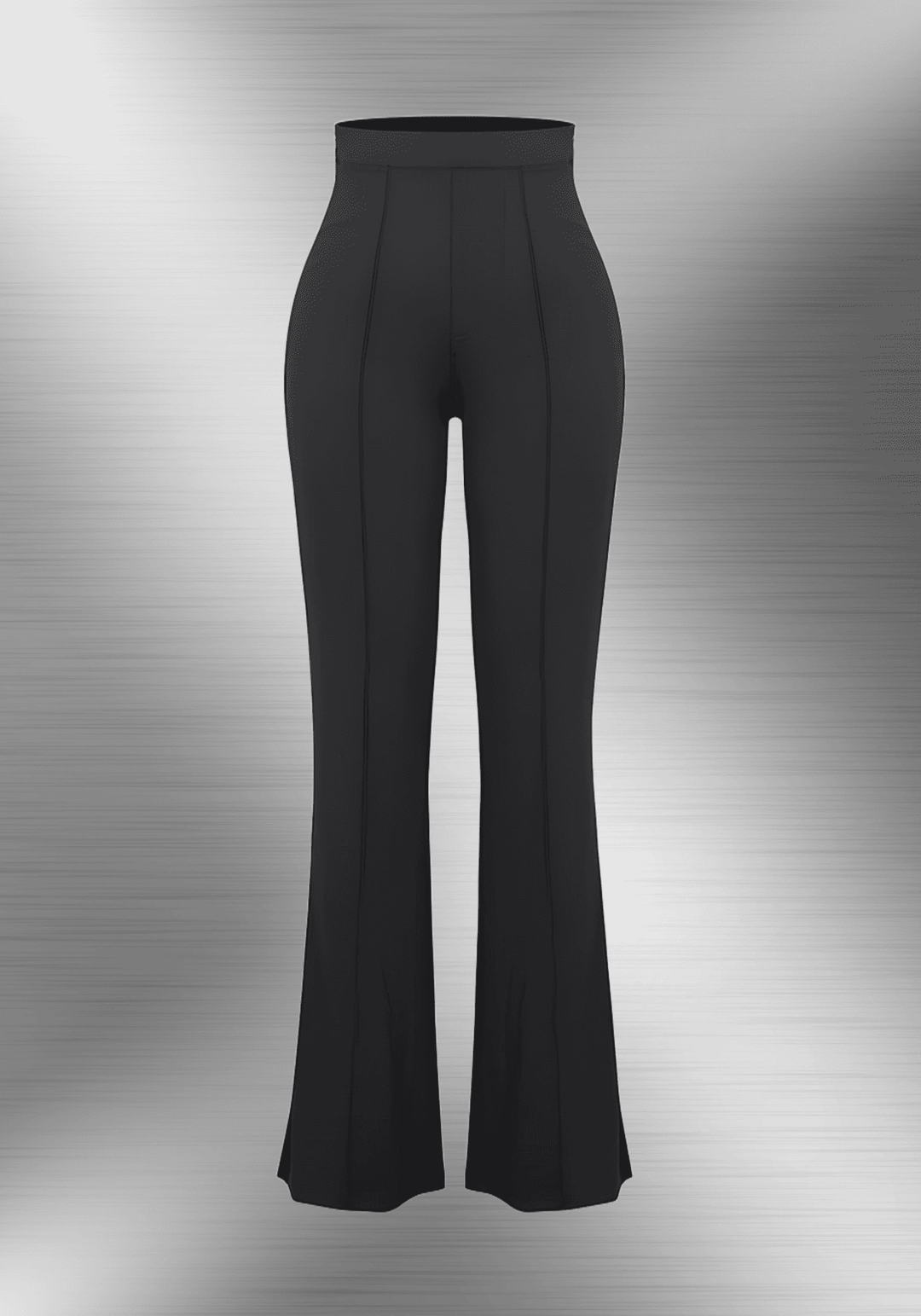 high-waist flare pants in black with body-contouring fit and flared leg