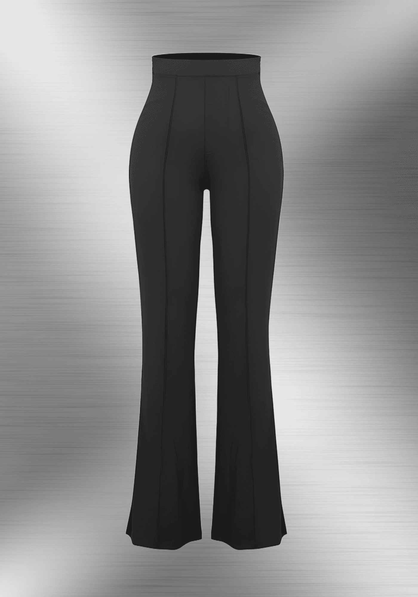 high-waist flare pants in black with body-contouring fit and flared leg