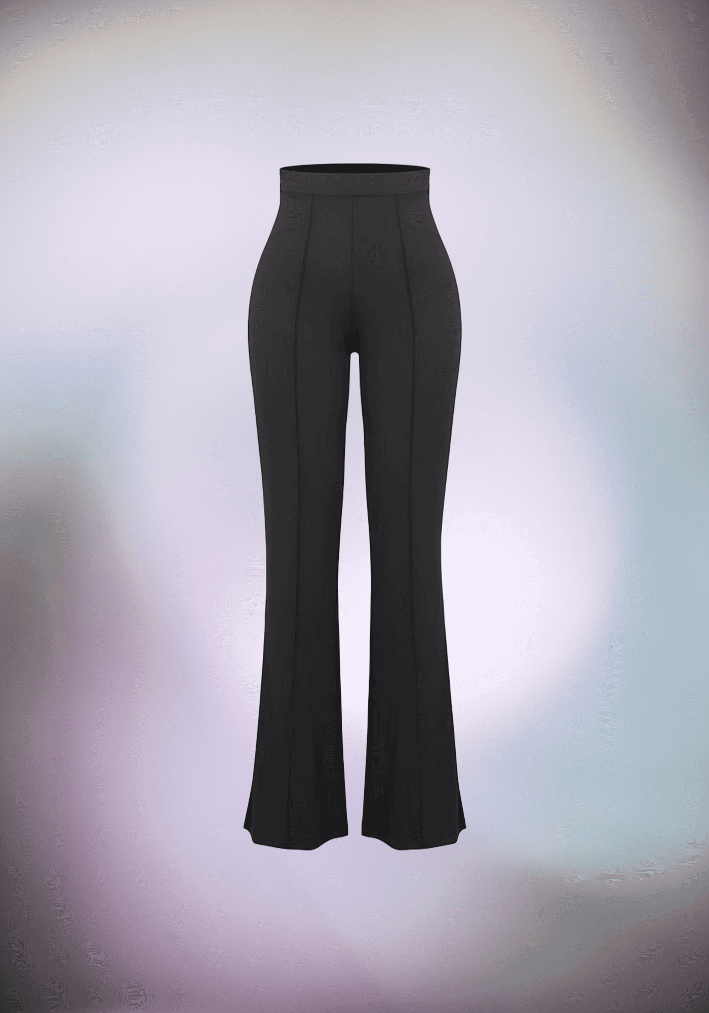 high-waist flare pants in black with shaping mesh and elastic waistband for a smooth, flattering fit