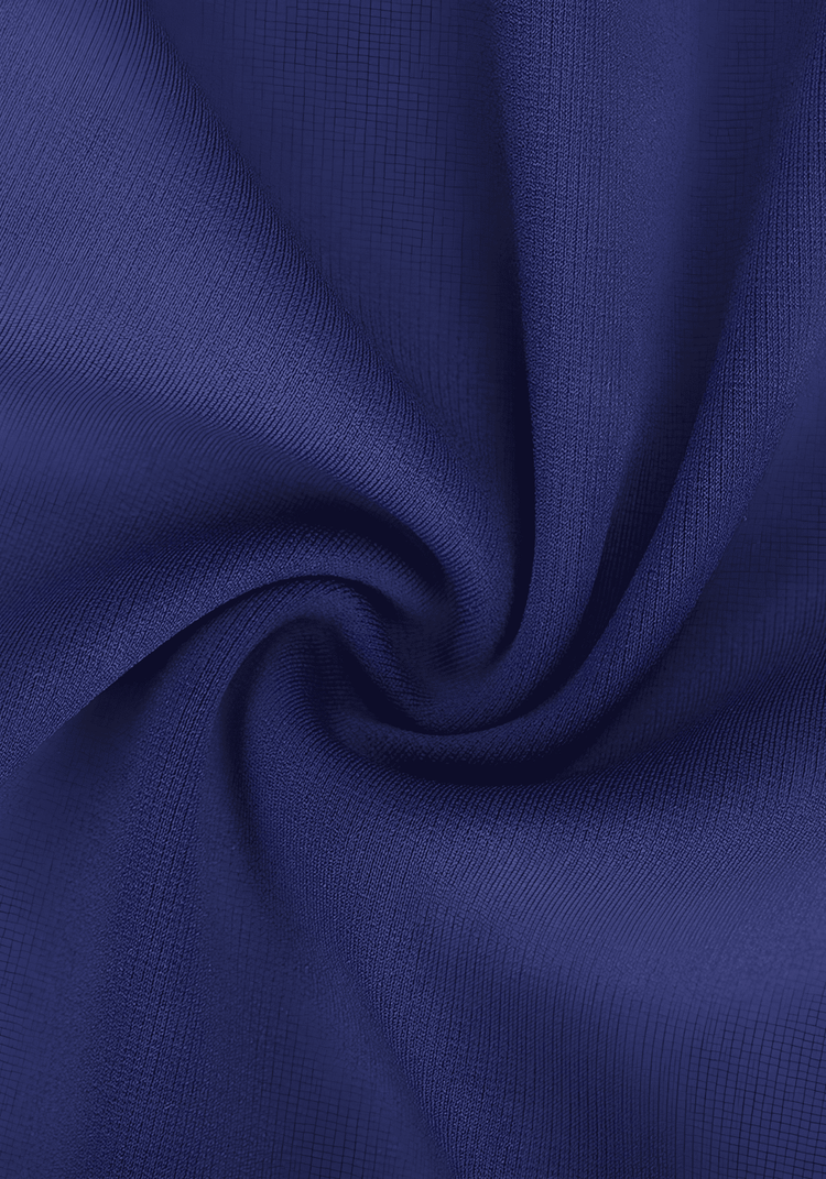 high-waist flare pants in deep blue fabric with body-contouring fit and flared leg design