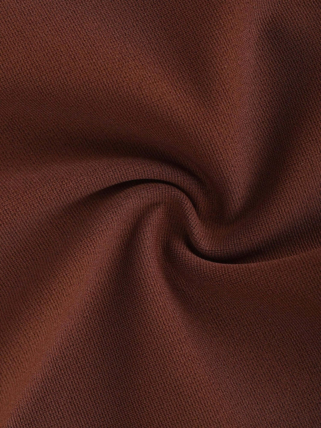 Brown fabric close-up for high-waisted front slit leggings, showcasing soft breathable Roman cloth texture.