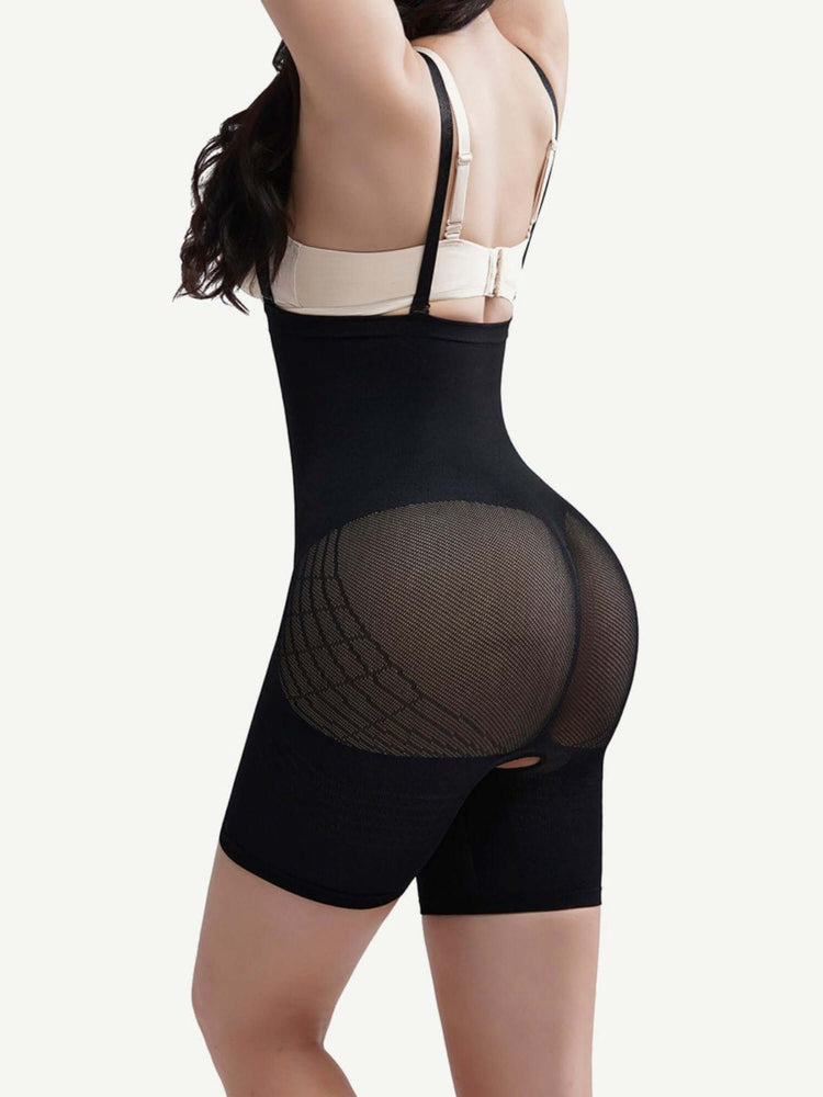 high-waisted sculpt bodysuit with bra clips, seamless leg shapewear for waist control and butt lifting support
