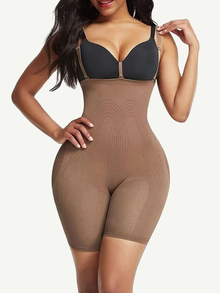 High-waisted sculpt bodysuit with bra clips, seamless tight fit, tummy control, and butt lifting support for women
