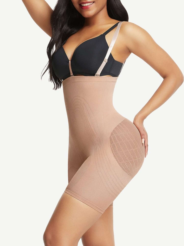 high-waisted sculpt bodysuit with bra clips, seamless body shaper for waist control and butt lifting