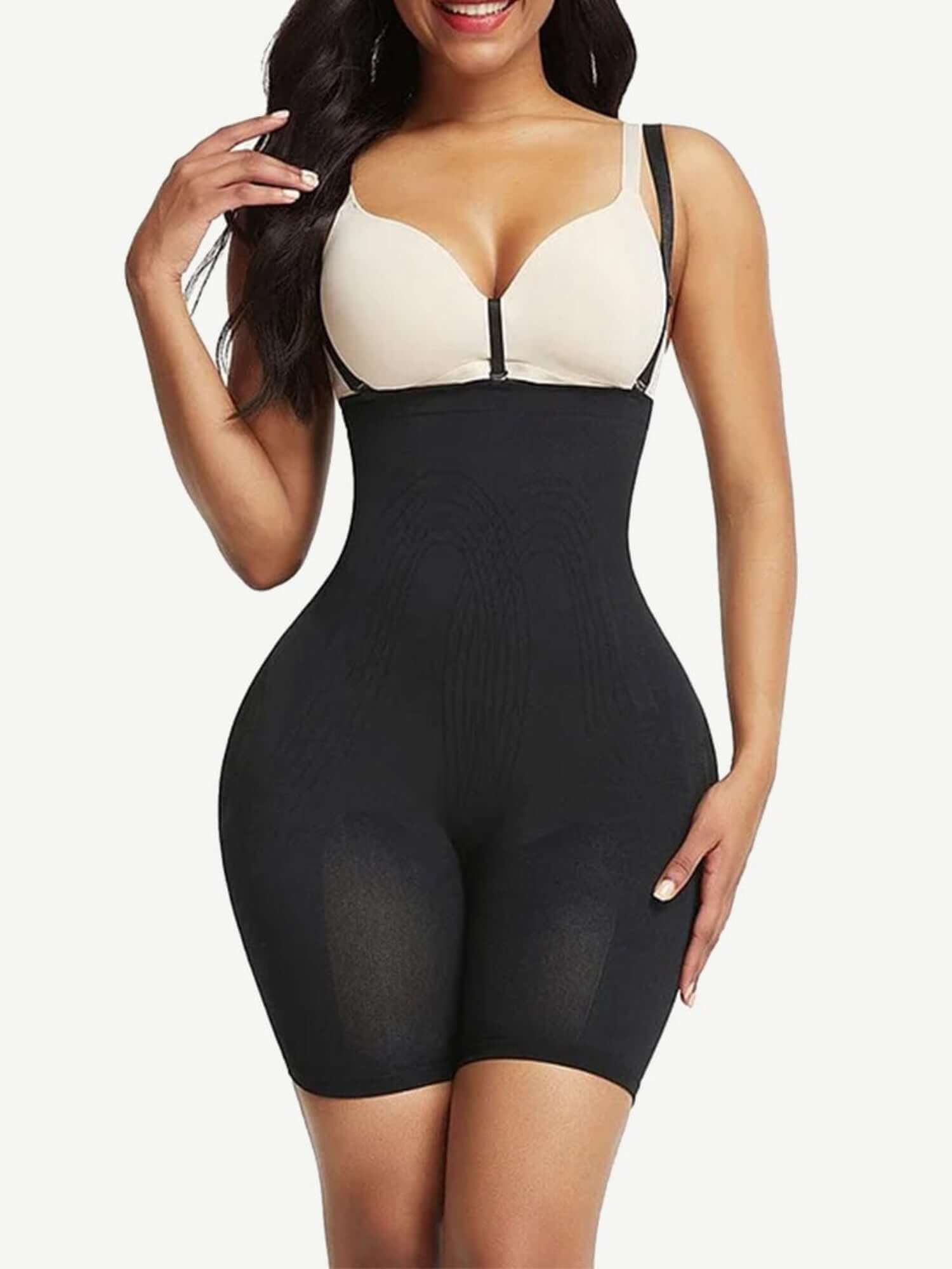 high-waisted sculpt bodysuit with bra clips, seamless tight-fit shapewear for waist control and butt lifting