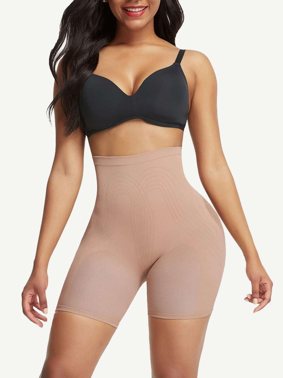 high waisted shapewear shorts for tummy control, butt lifting support, and thigh-slimming comfort