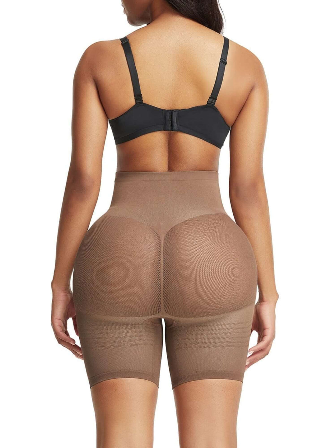 high waisted shapewear shorts with tummy control, butt-lifting support, and thigh-slimming seamless sculpt design