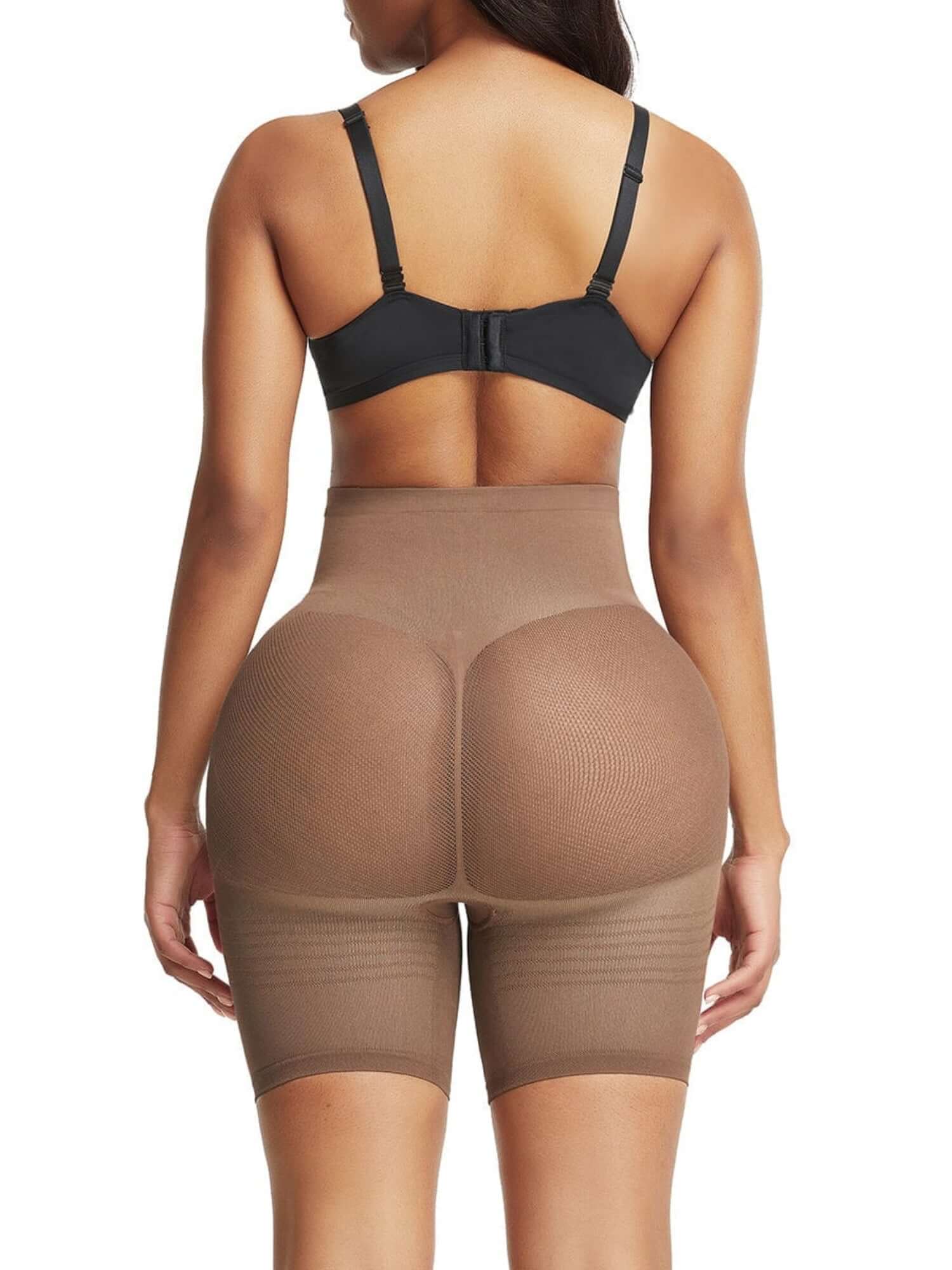 high waisted shapewear shorts with tummy control, butt-lifting support, and thigh-slimming seamless sculpt design