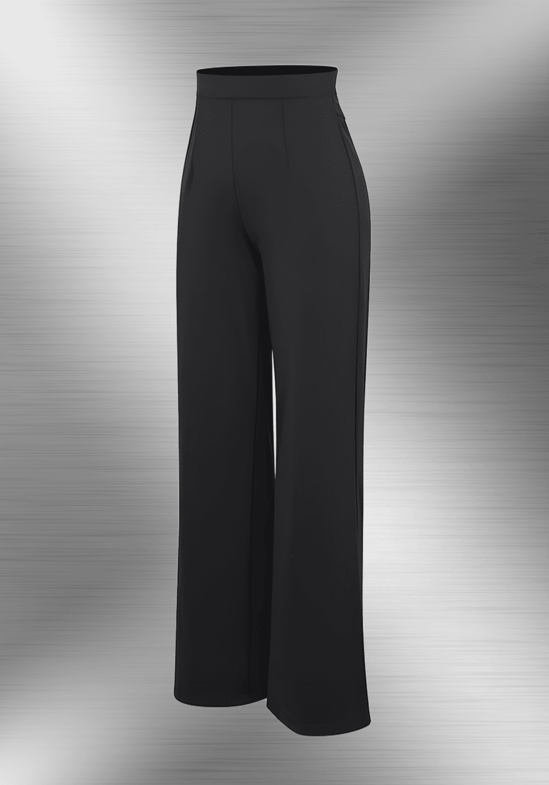 high-waisted straight leg pants in black with sculpting fit and wide-leg silhouette for polished everyday wear