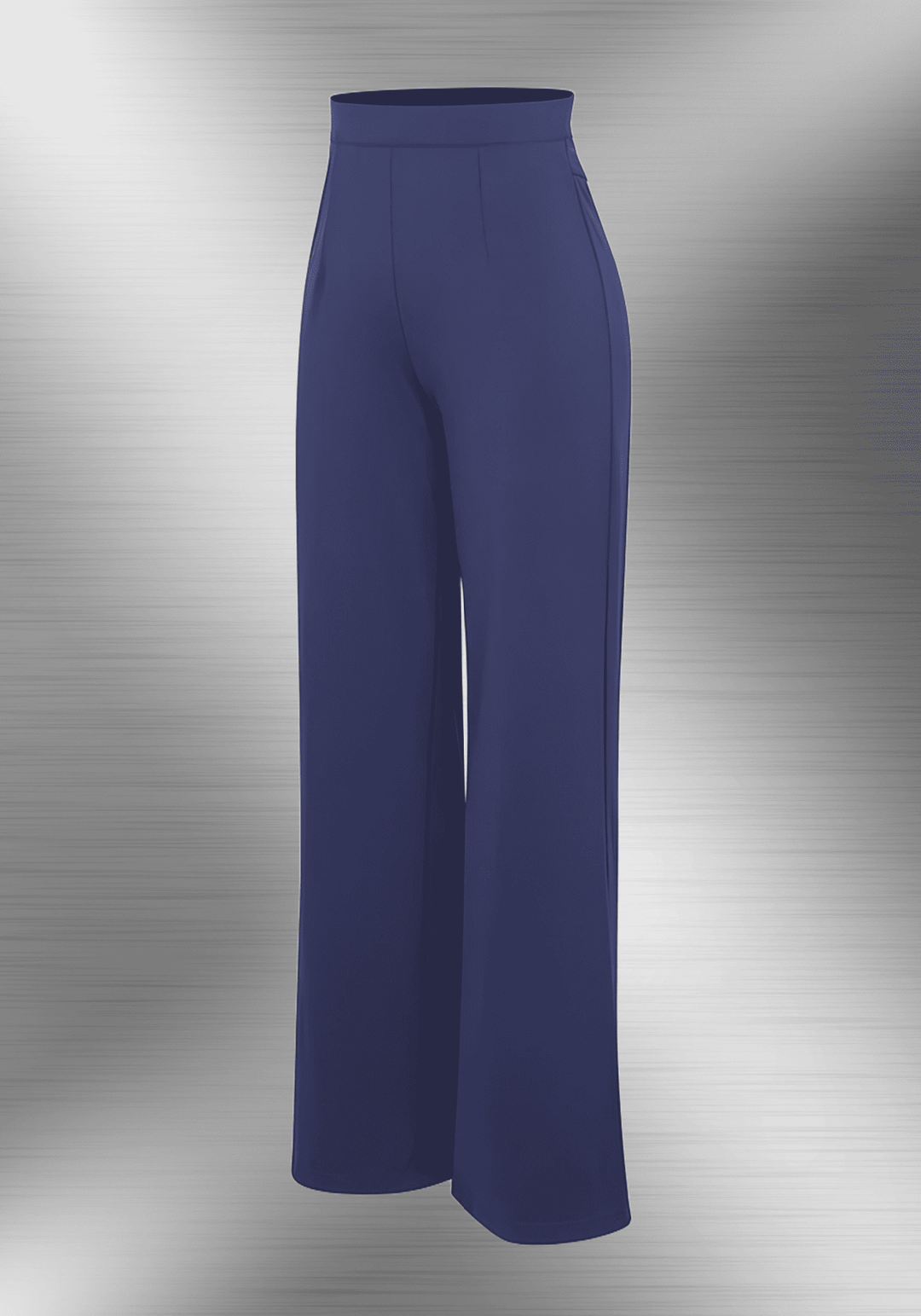 high-waisted straight leg pants in navy blue, tailored high-rise silhouette with sleek straight fit for polished everyday wear