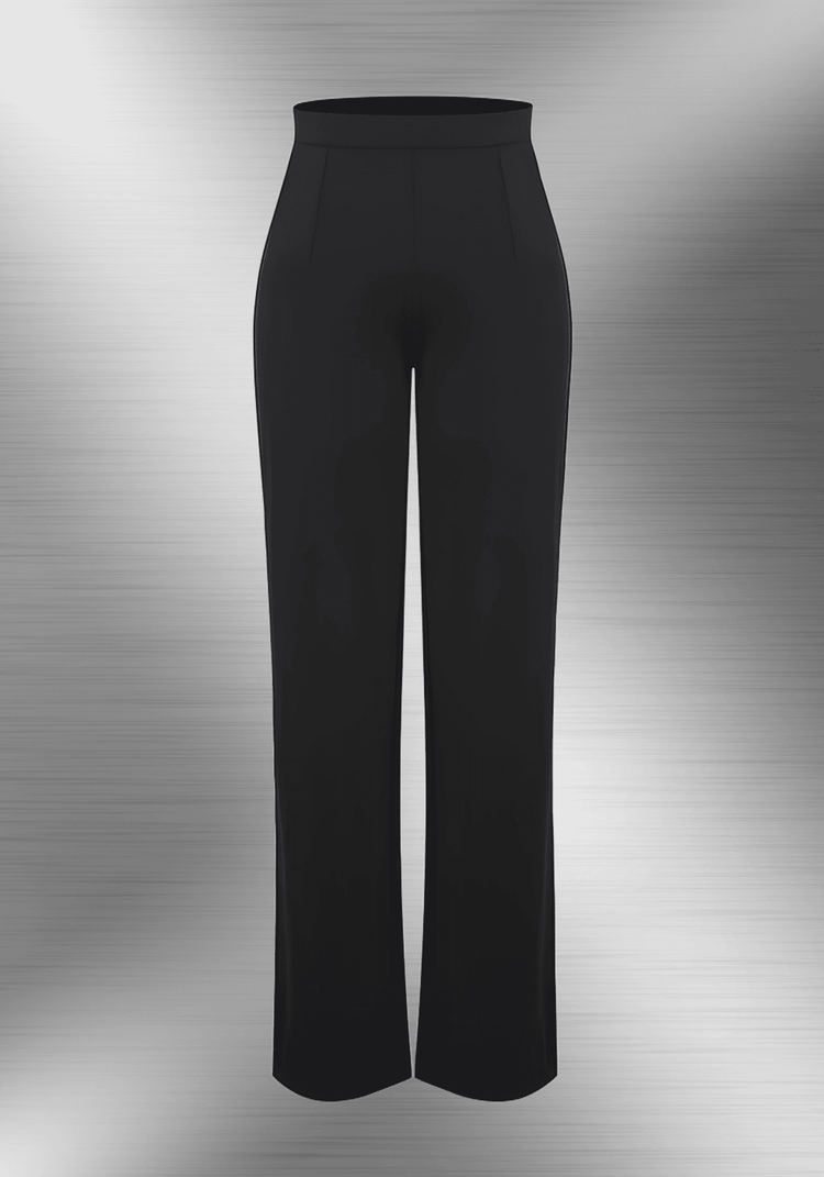high-waisted straight leg pants in black, sculpting, high-rise fit with sleek straight-leg silhouette for polished everyday wear