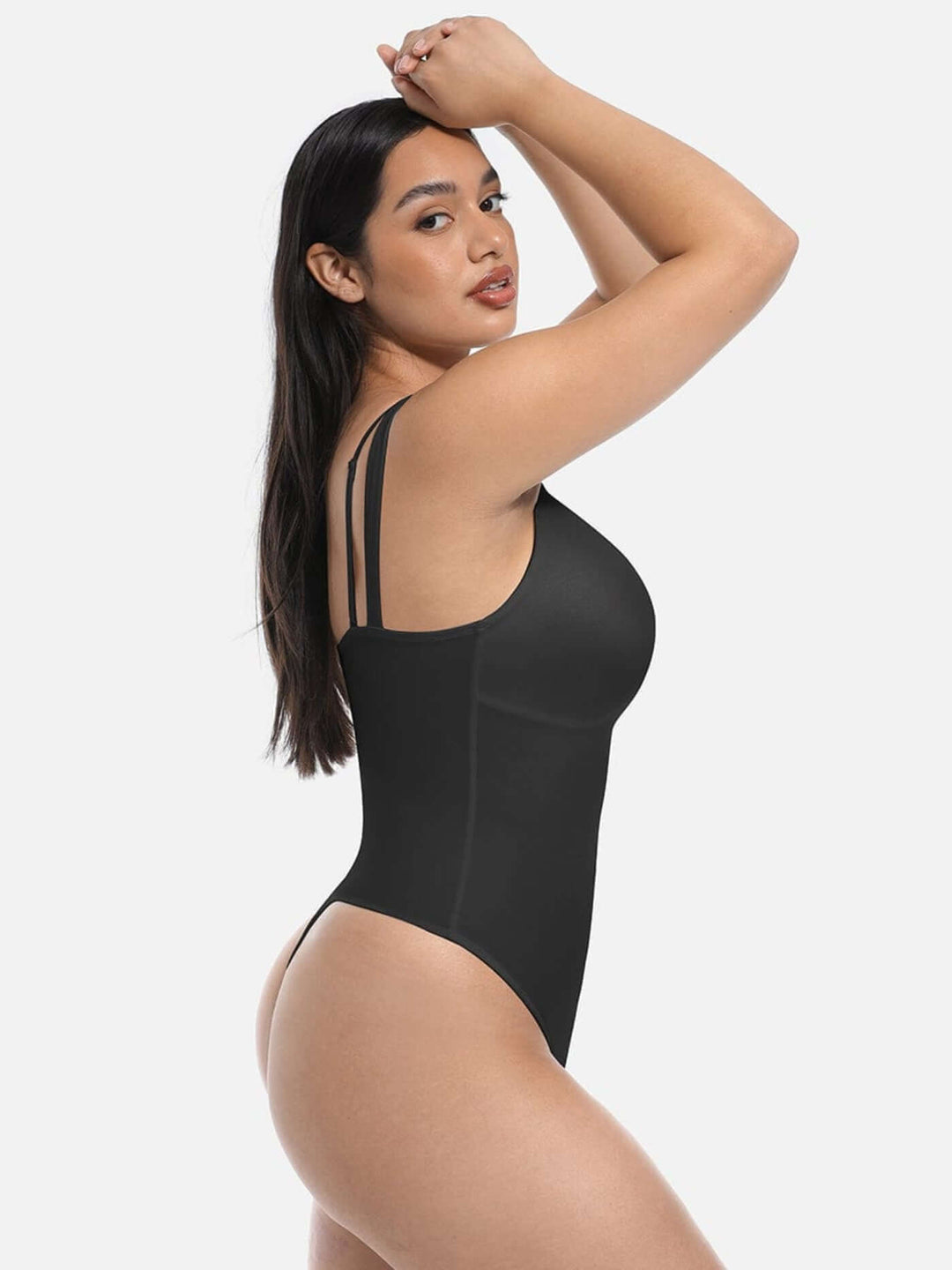 lace V-neck shaping bodysuit black thong T-back waist and abdomen shapewear for women