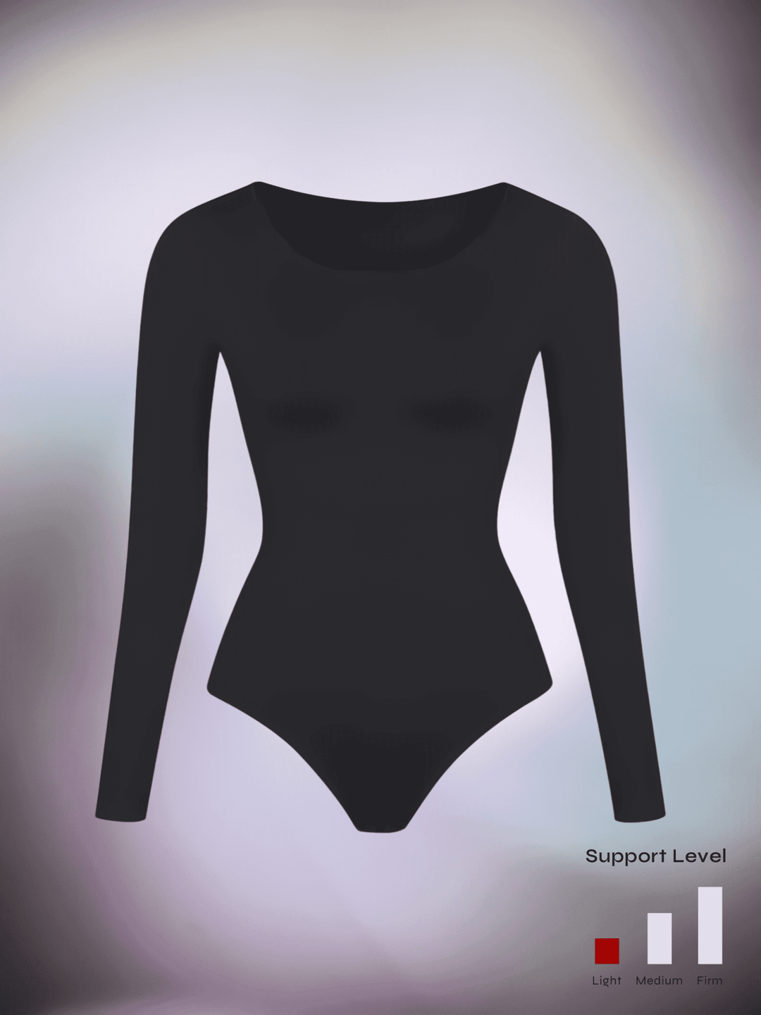 long sleeve body shaper black long-sleeve crew-neck bodysuit with light tummy control and slim-fit smoothing support