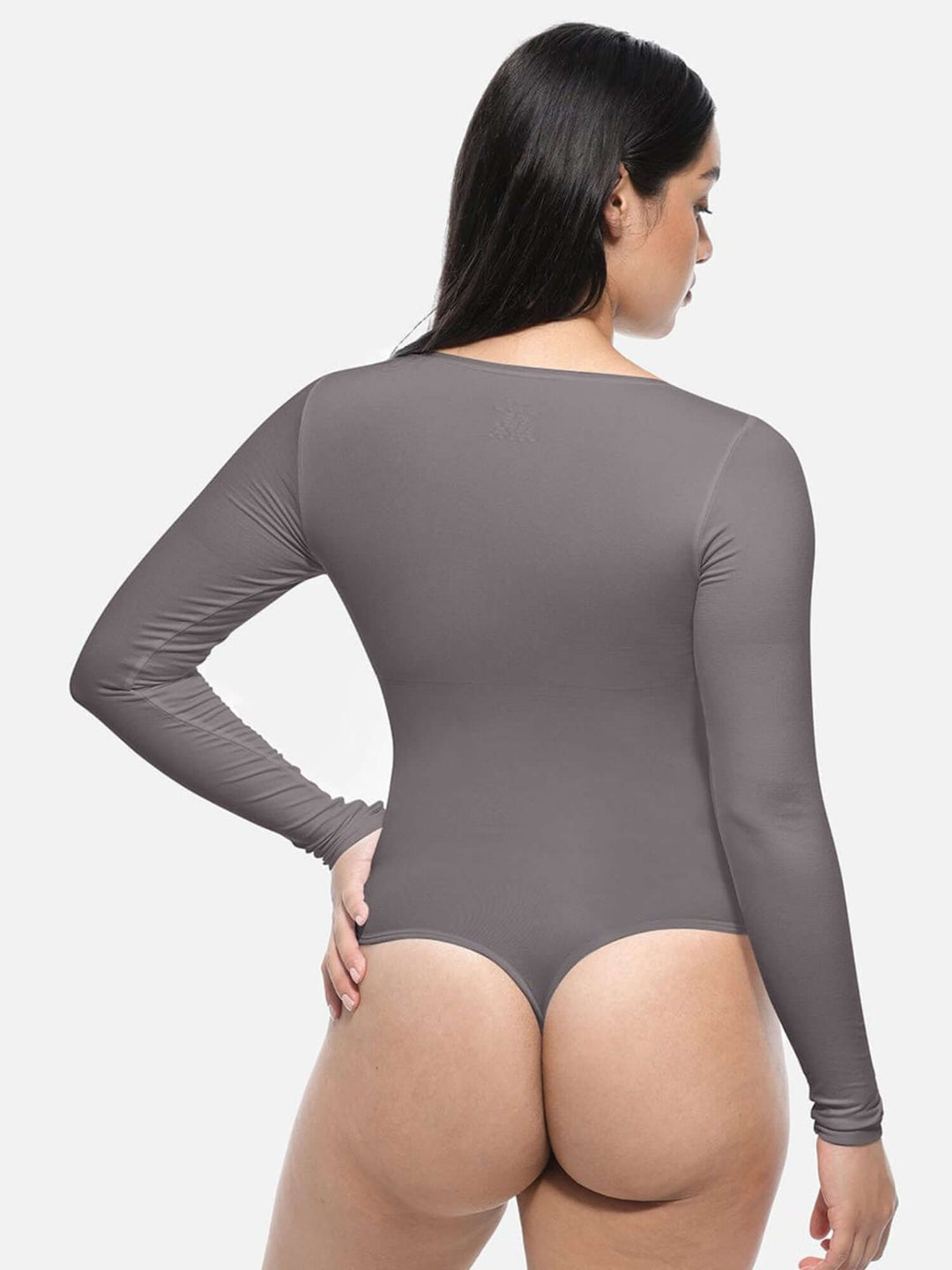 Long sleeve body shaper lightweight long-sleeve crew-neck bodysuit with light tummy control for a smooth, flattering fit