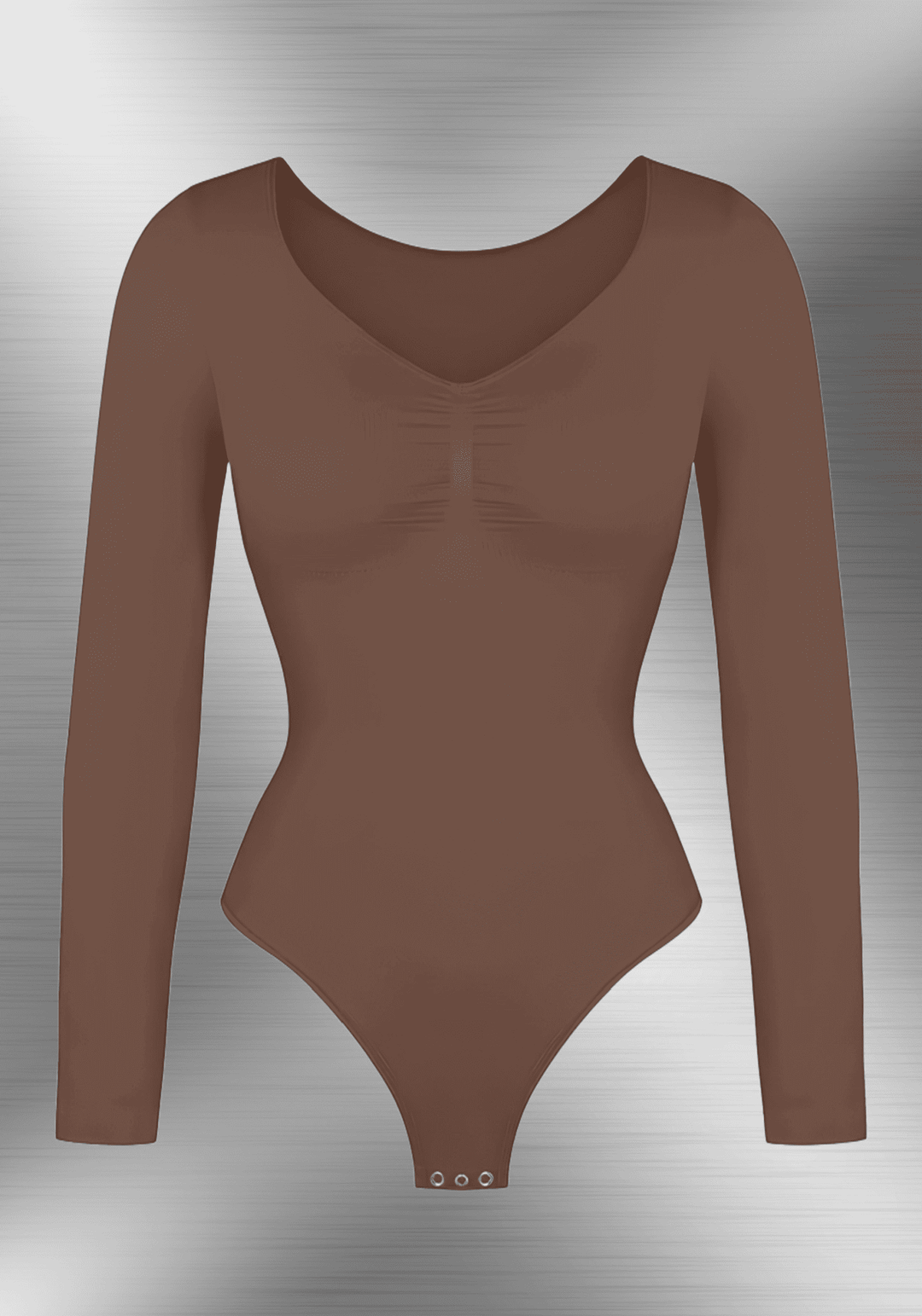 long sleeve sculpting bodysuit with seamless long sleeves, waist-shaping fit, and smooth streamlined silhouette