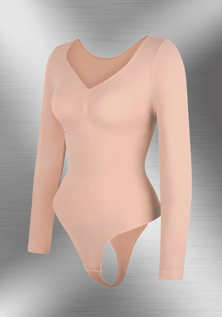 long sleeve sculpting bodysuit with seamless sculpting fit, long sleeves, and smooth waist shaping for layering