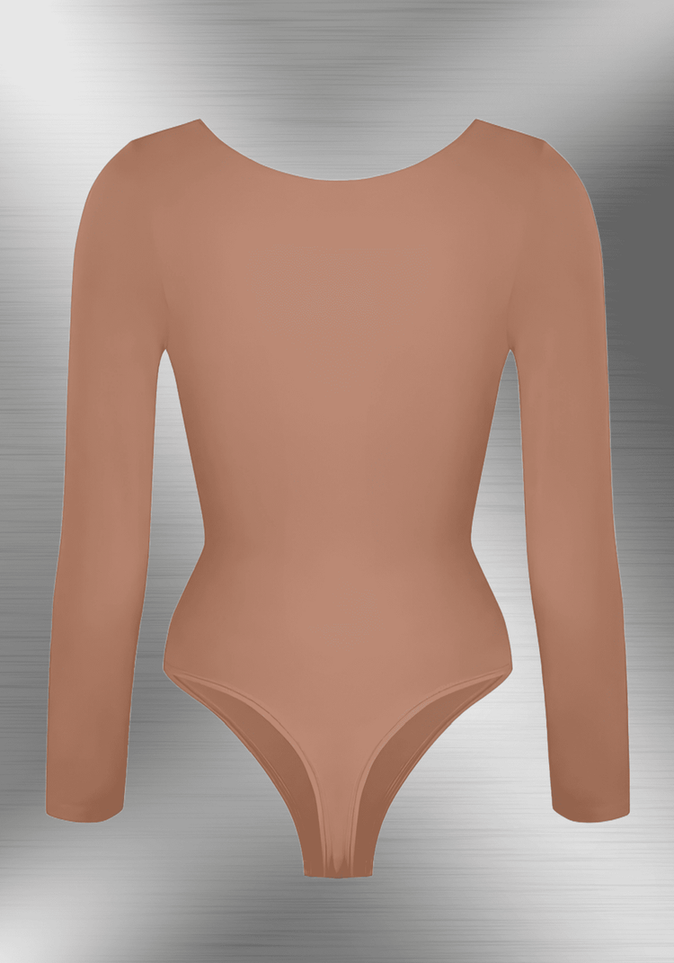 long sleeve sculpting bodysuit with seamless fit, waist shaping support, and smooth long-sleeve silhouette