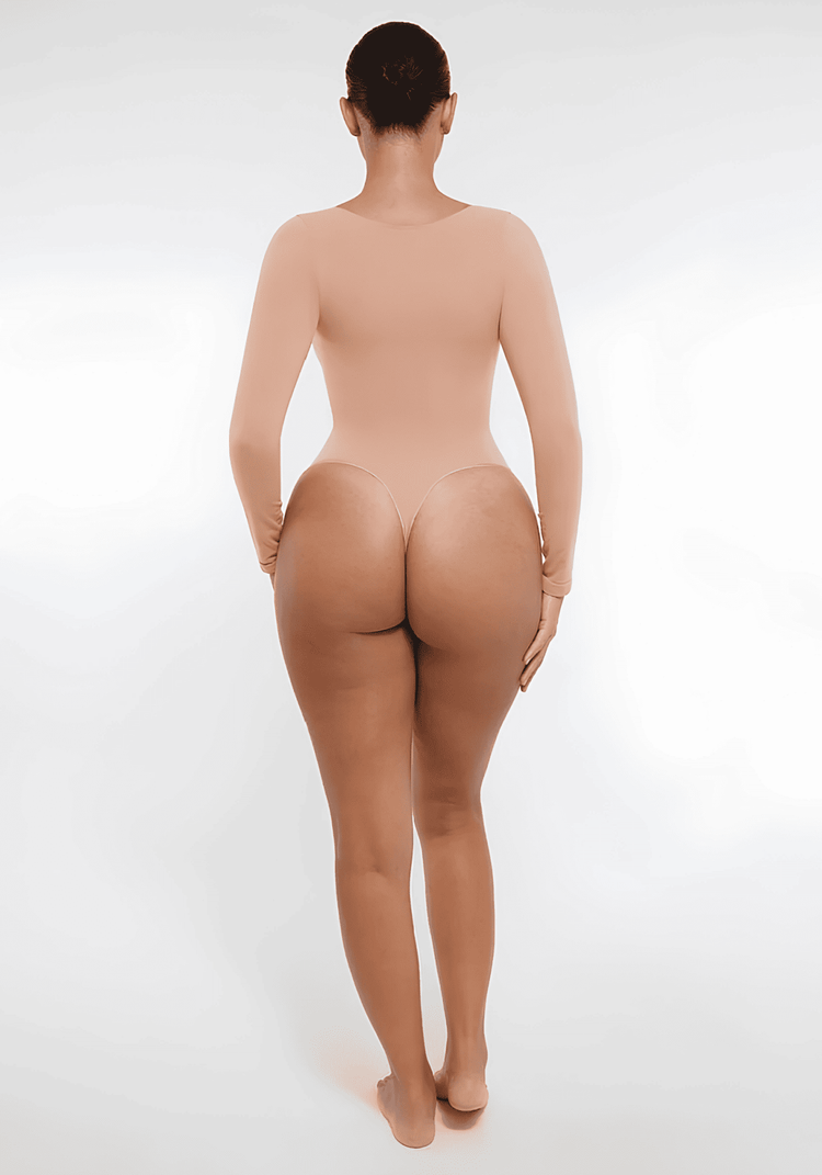 long sleeve sculpting bodysuit, seamless full-body shapewear with smooth support and sculpted silhouette for everyday layering