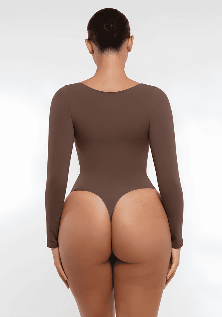 long sleeve sculpting bodysuit with seamless full-back coverage and smooth waist shaping for a sleek, everyday fit
