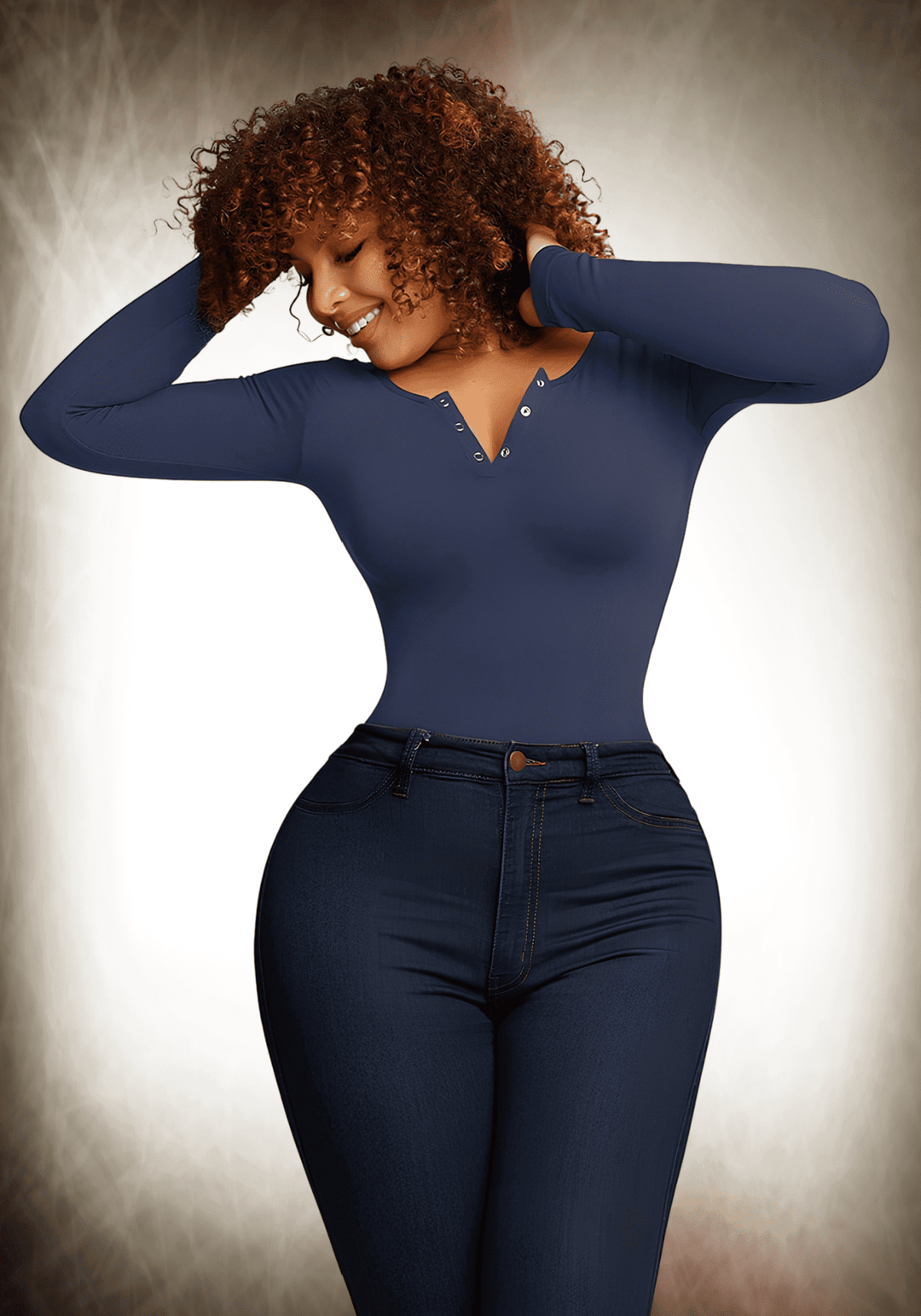 long sleeve shapewear bodysuit with scoop neck for smooth, supportive, second-skin shaping and everyday comfort
