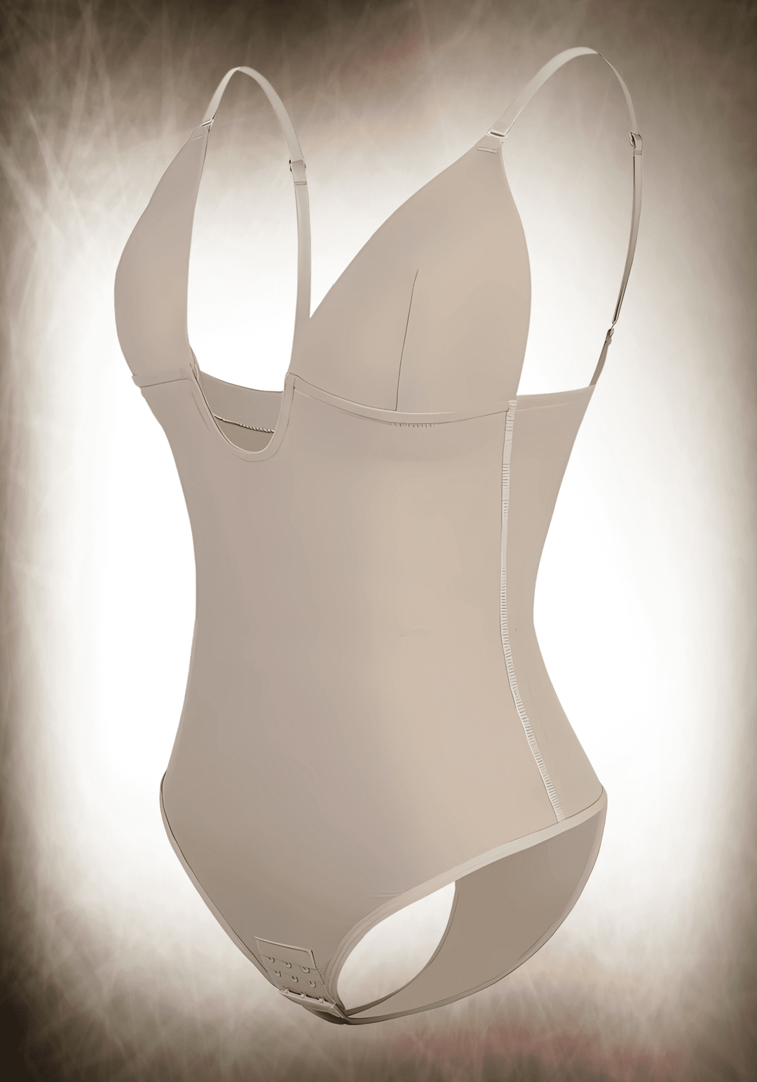 Low back thong bodysuit with adjustable straps and tummy control for wedding and party low-back dresses