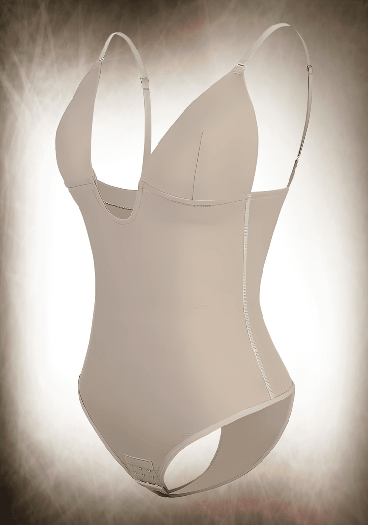 Low back thong bodysuit with adjustable straps and tummy control for wedding and party low-back dresses