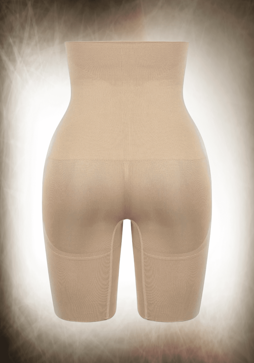 mid-thigh body shaper with tummy control, back thigh compression, and three-buckle design for a lifted look