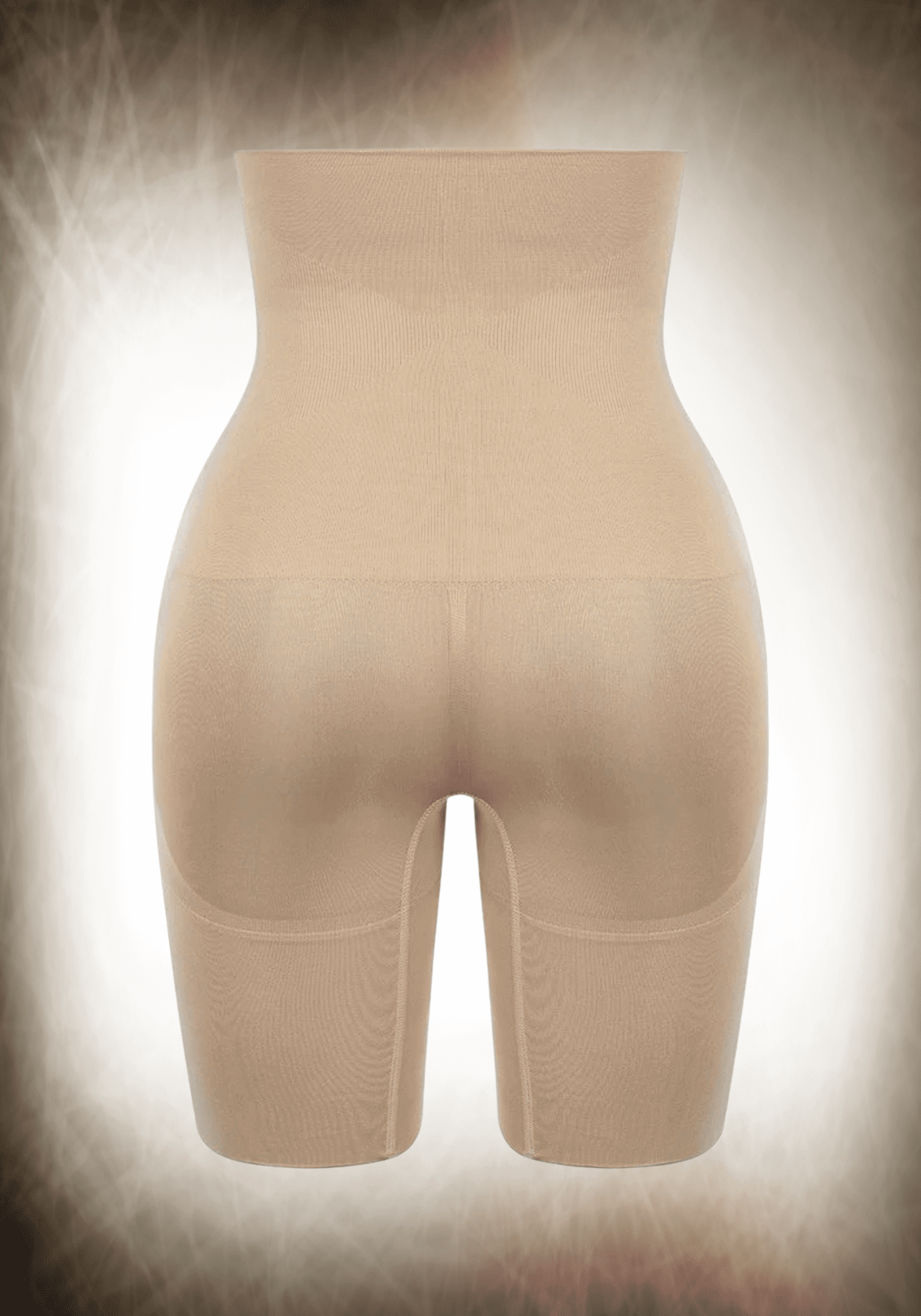 mid-thigh body shaper with tummy control, back thigh compression, and three-buckle design for a lifted look