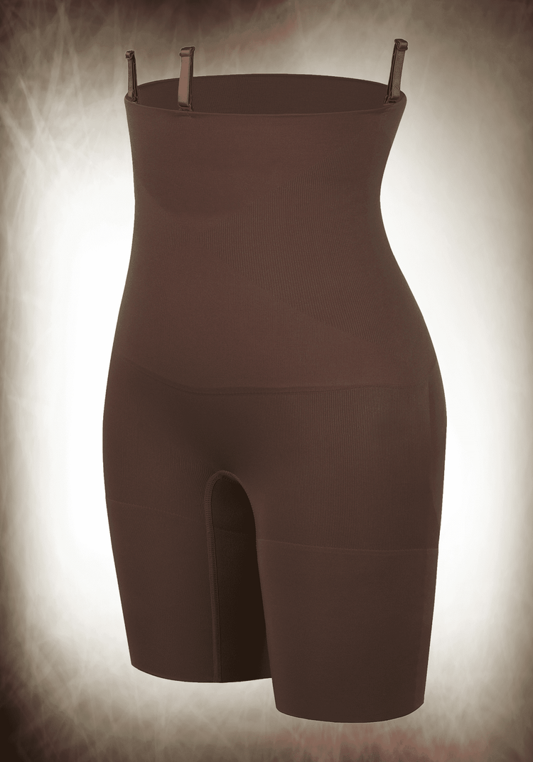 mid-thigh body shaper with medium compression, tummy control, and lift support for a smooth waist and hips