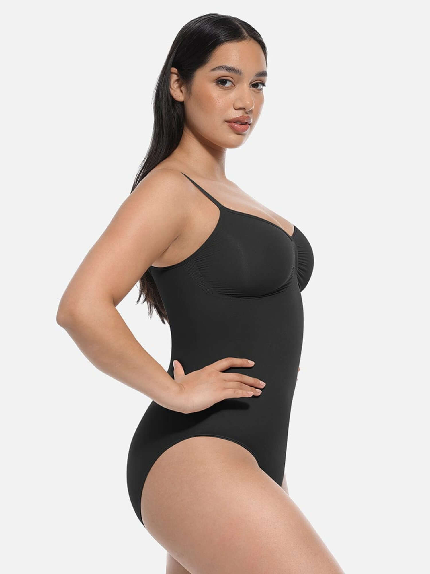 one-piece thong bodysuit with adjustable straps, light control shaping, and a sleek flattering fit for everyday styling