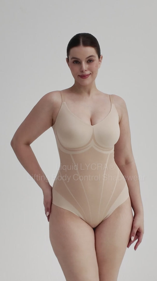 SculptTrace Printed-Zone V-Neck Light-Shaping Bodysuit
