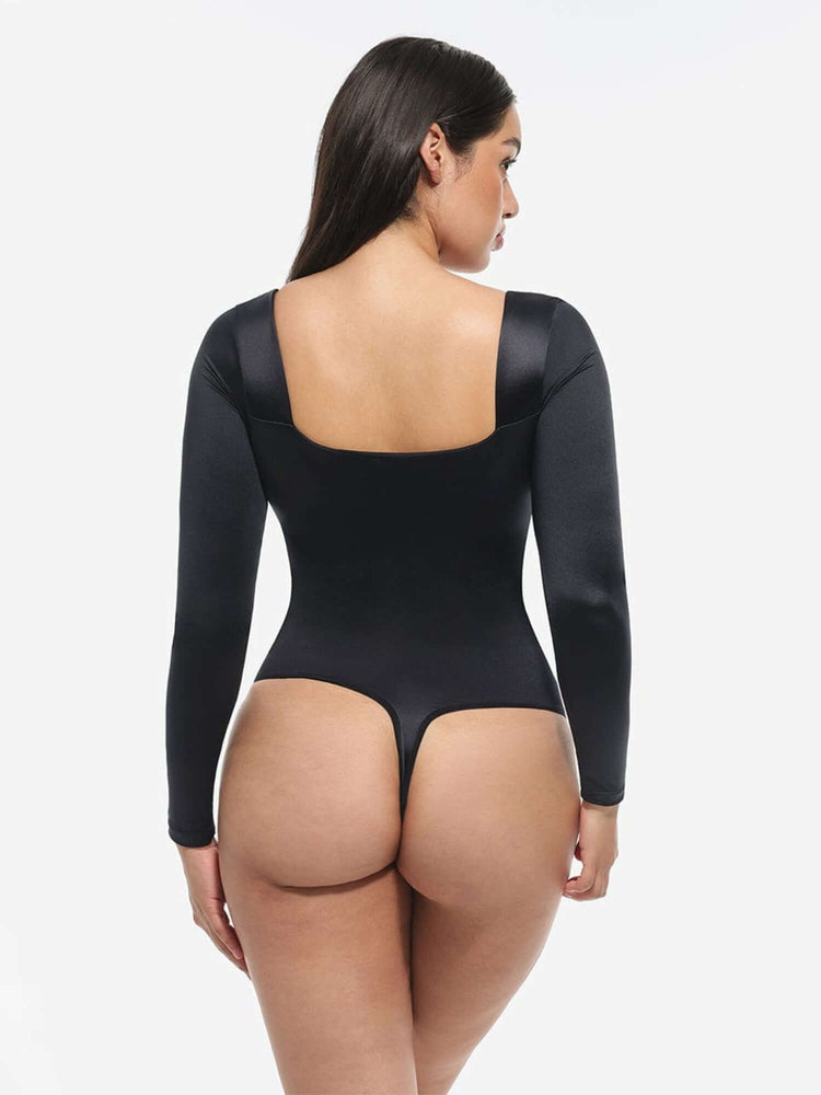 Retro Sculpt & Slay corset bodysuit with square neckline and tummy-control shaping for a sleek, sculpted silhouette