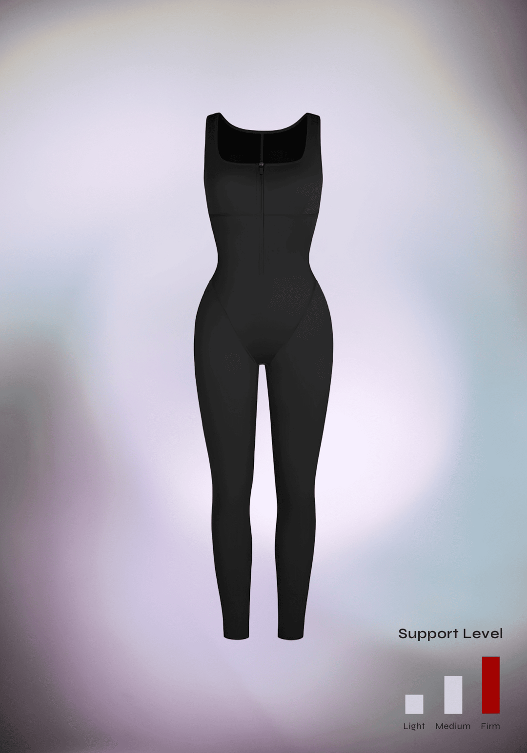 sauna workout jumpsuit black full-body compression suit with support level indicator