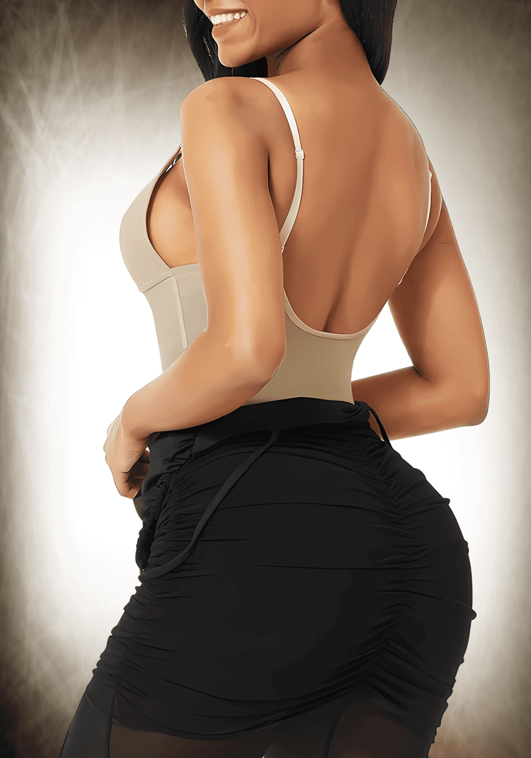 low back thong bodysuit with adjustable straps, seamless sculpting fit for wedding and party low-back dresses