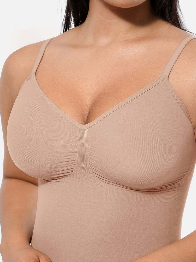 Seamless covered bust bodysuit with lightweight sculpting fit and underbust support in nude
