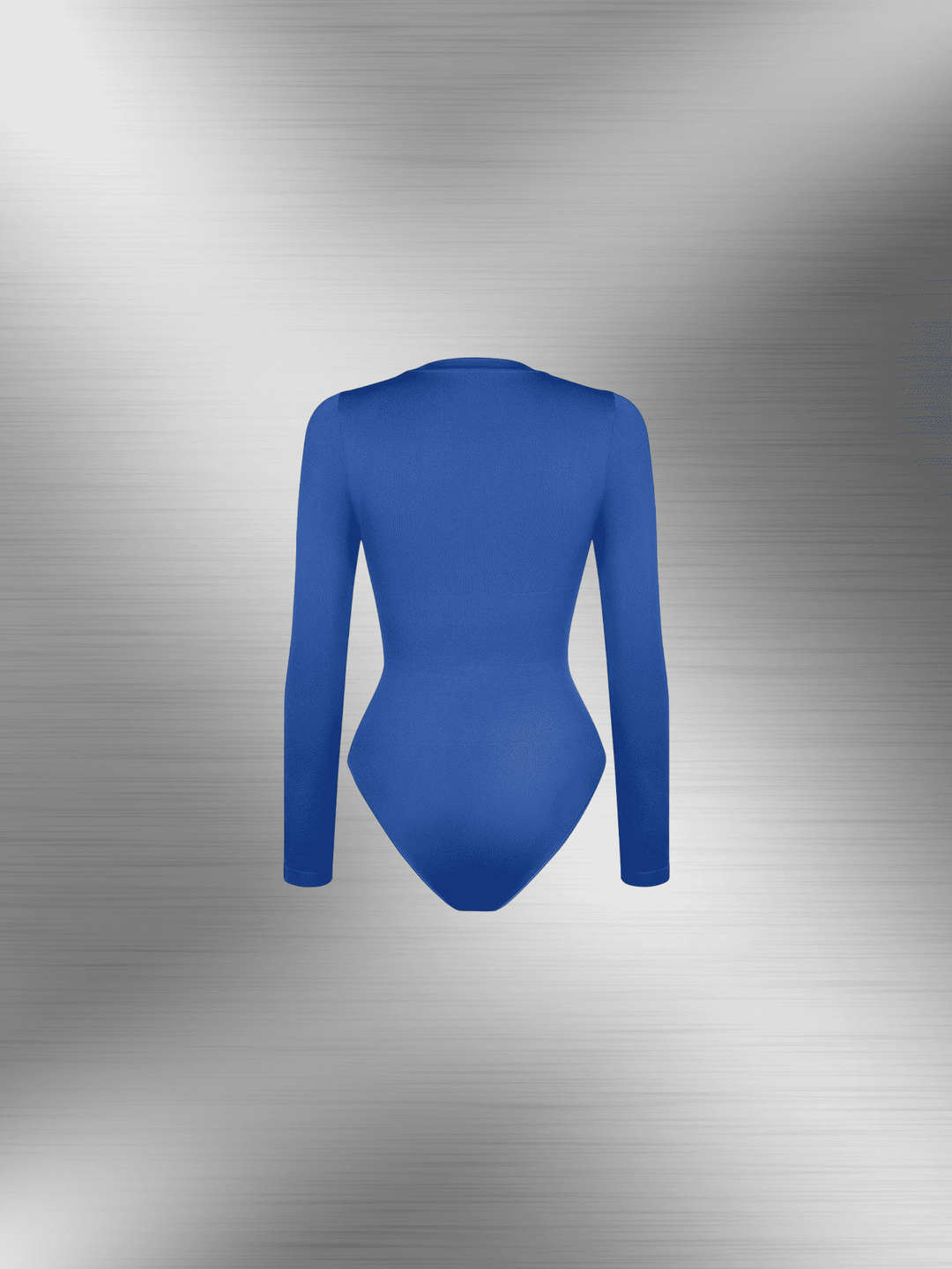 seamless long sleeve bodysuit in blue, slim fit with tummy control and crew neck for a smooth streamlined look