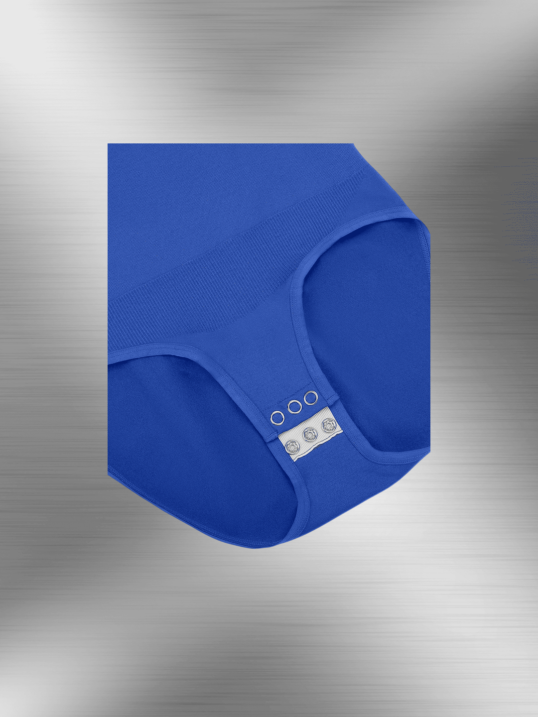 seamless long sleeve bodysuit in blue with snap closure, BodySculpt tummy control shapewear for a smooth fit