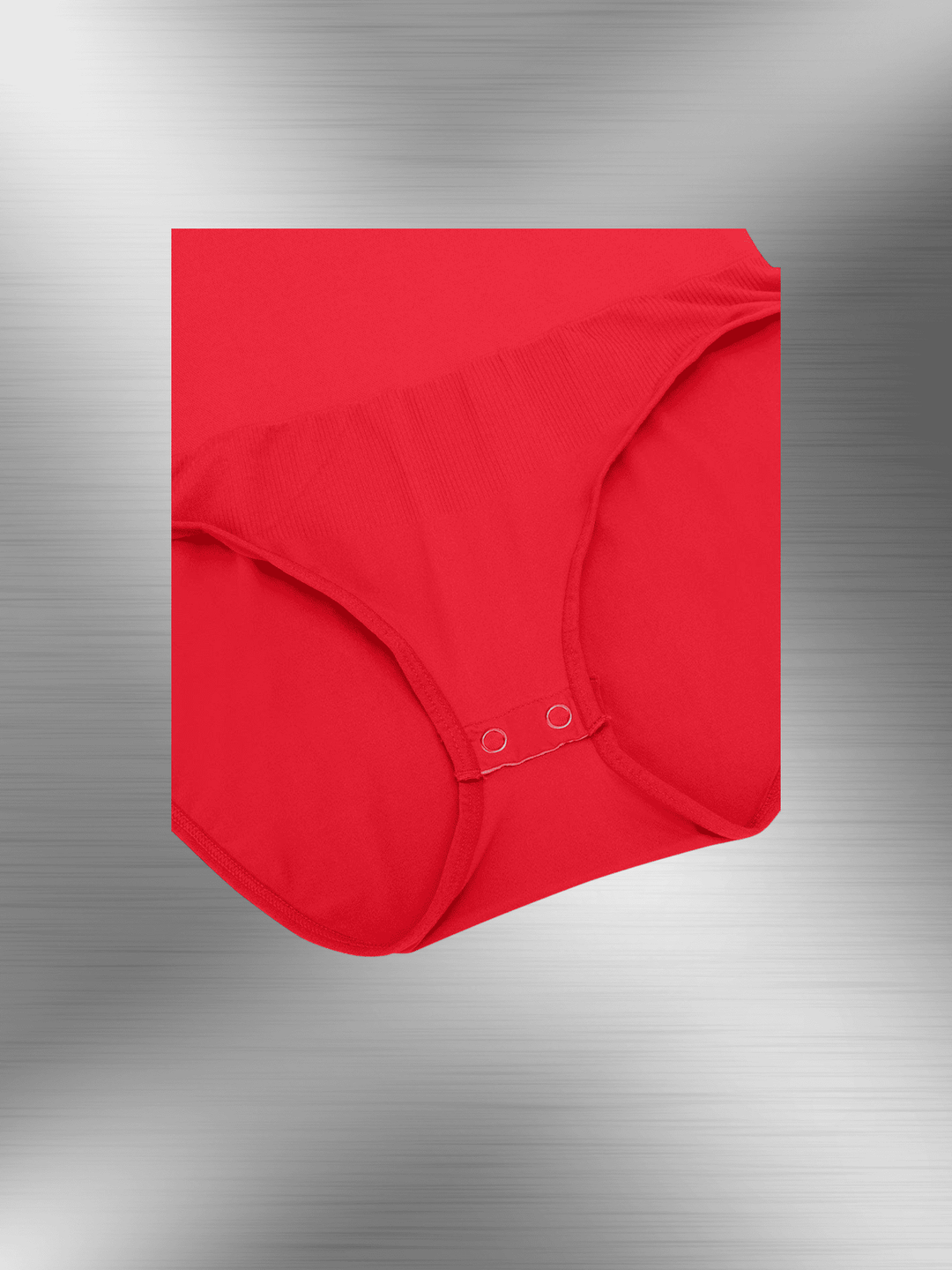 seamless long sleeve bodysuit in red with snap closure, tummy control, BodySculpt