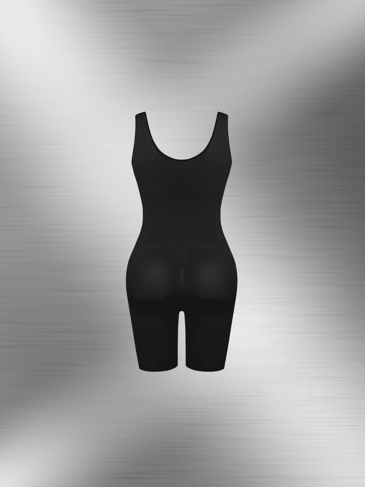 seamless sculpt bodysuit shapewear black mid-thigh compression bodysuit with waist control and butt-lifting design