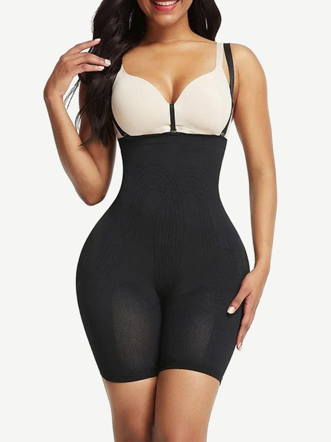 High-waisted Sculpt Bodysuit w/ Bra Clips Tight Fit