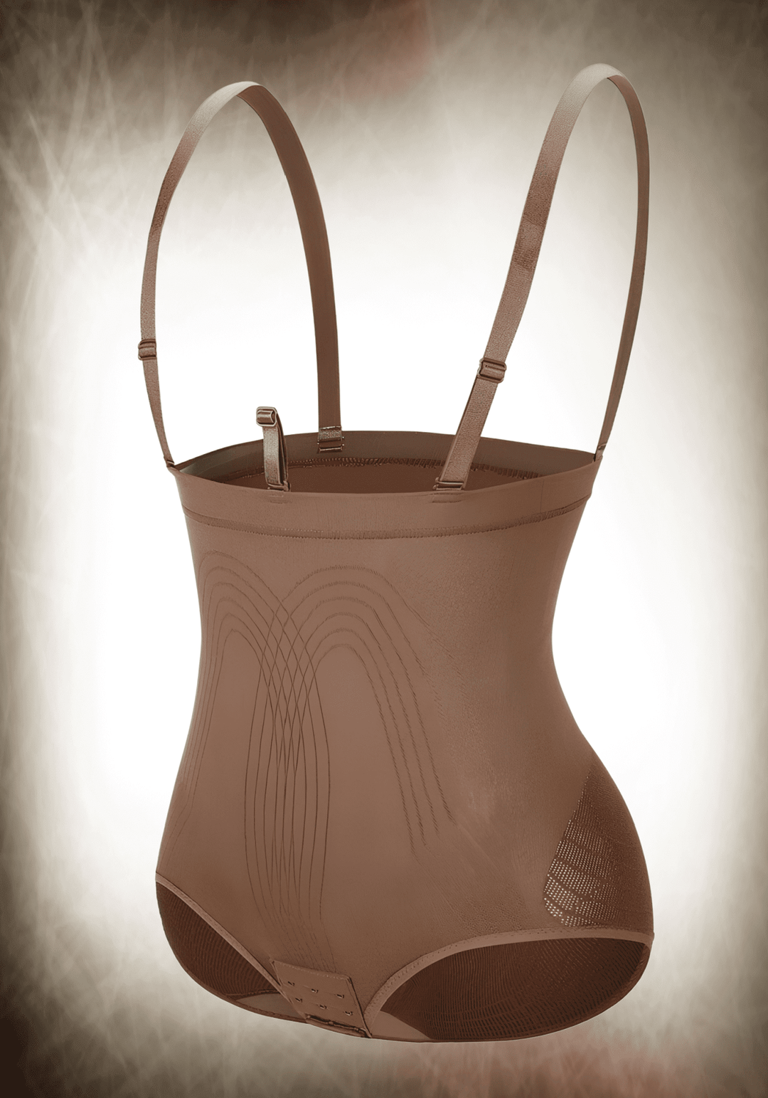 seamless shapewear bodysuit with adjustable straps, tummy control, and smooth invisible shaping under clothing