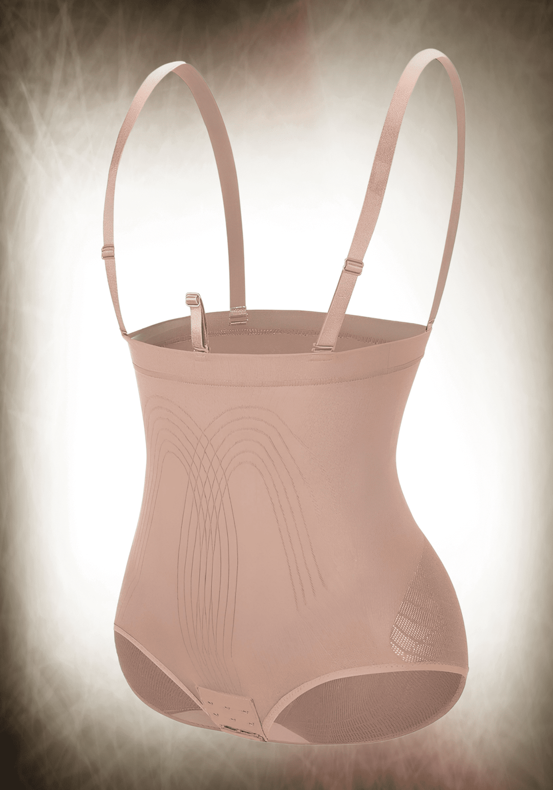 Seamless shapewear bodysuit with adjustable straps and tummy control for a smooth, invisible look under clothing