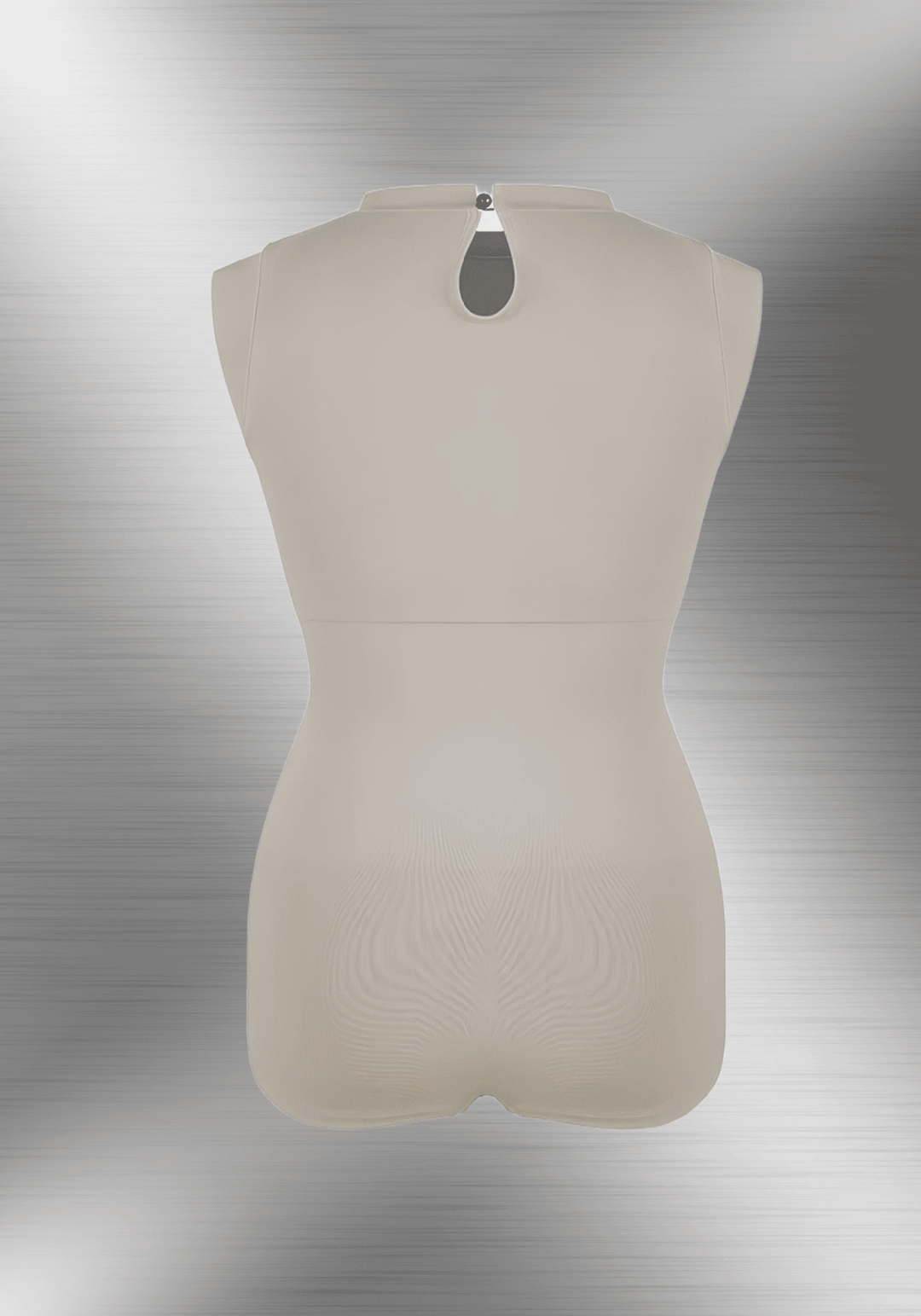 Seamless shaping bodysuit with high neck, cap sleeves, and back keyhole opening for waist-slimming support