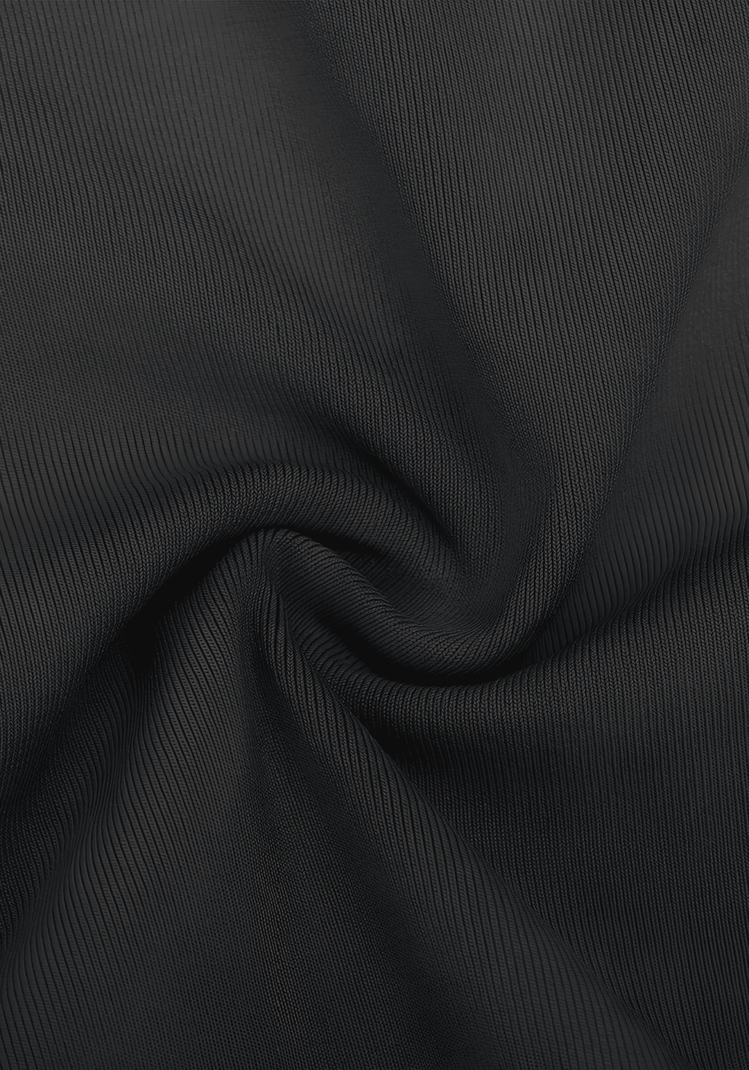 Black seamless shaping bodysuit fabric with ribbed texture and sculpting stretch detail