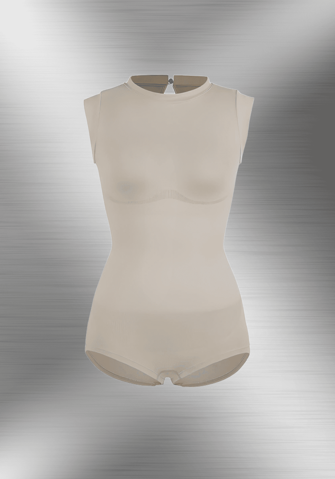Seamless shaping bodysuit with high neck, cap sleeves, and waist-sculpting fit for a sleek silhouette
