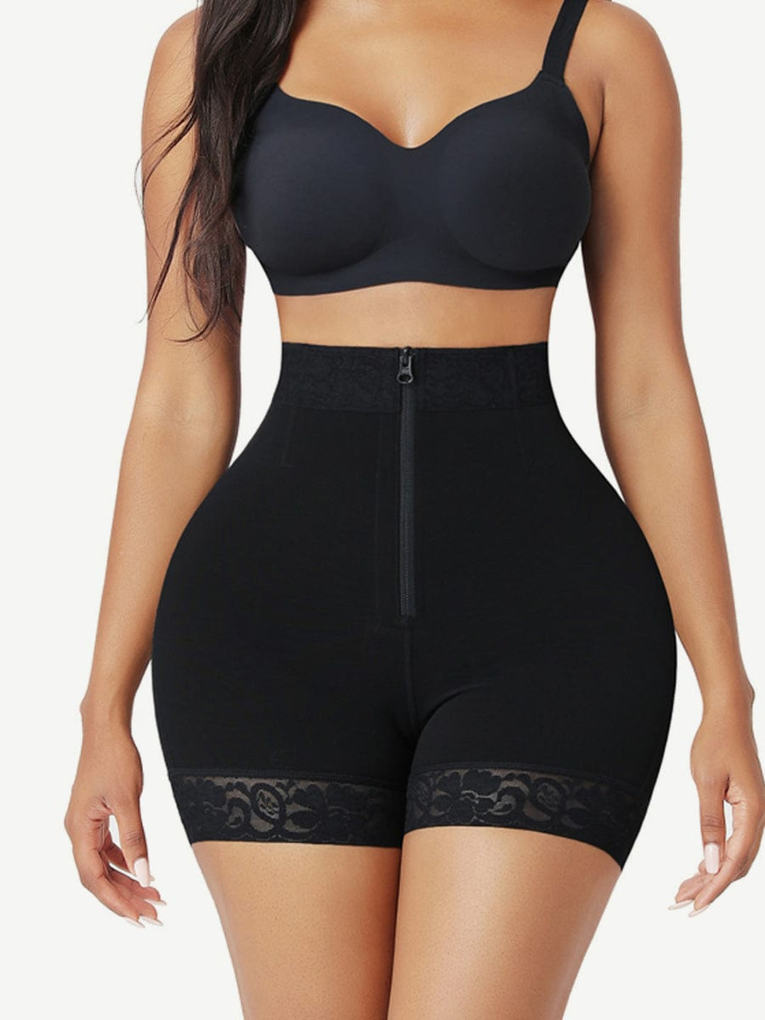 Zip-front High-waisted Shorts