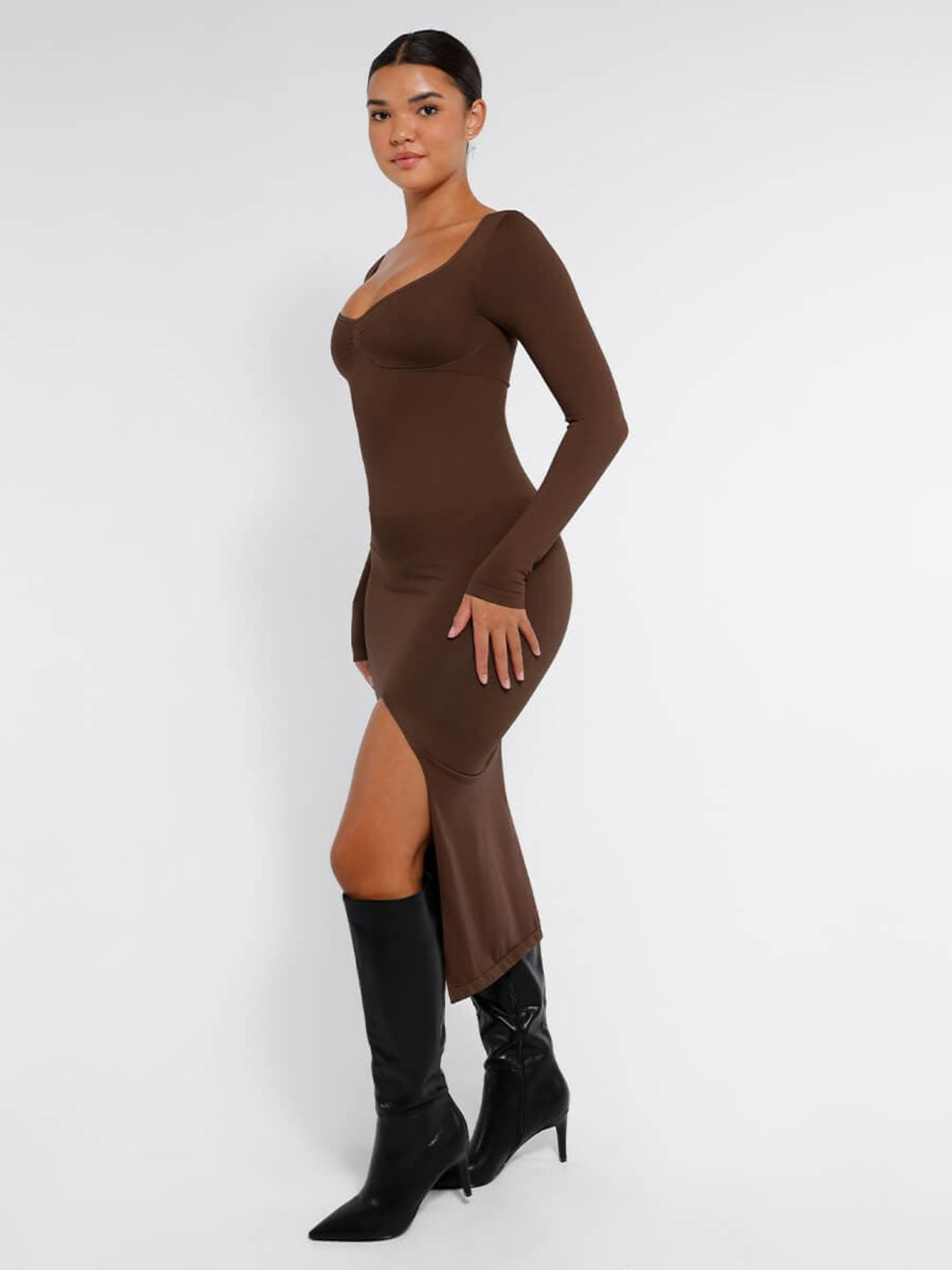 Bust Support High Side Slit Shaping Dress